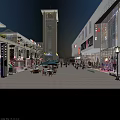 Lively Commercial Street With Clock Tower Shops Street Stalls Pedestrians And Outdoor Seating At Sunset