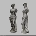 Classical Female Marble Sculpture Carving With Elegant Drapery And Graceful Posture