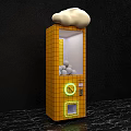 Yellow Grid Vending Machine with White Cloud Decor and White Balls Inside 3d model