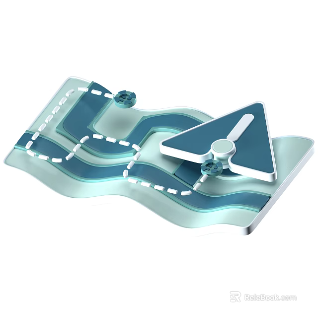 Modern Minimalist Blue And White Decorative Ornament Set With Wavy Design And Geometric Shapes 3d model 
