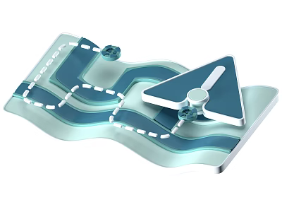 Modern Minimalist Blue And White Decorative Ornament Set With Wavy Design And Geometric Shapes 3d model