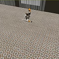 Cleaning Vintage Pattern Floor Tiles In Room 3d model