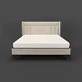 Modern Double Bed With Upholstered Beige Headboard And Wooden Legs