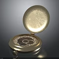 Open Gold Pocket Watch Featuring Mechanical Dial Lid And Dark Background 3d model