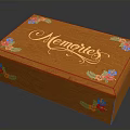 Decorative Wooden Box Engraved with Memories and Colorful Floral Decorations