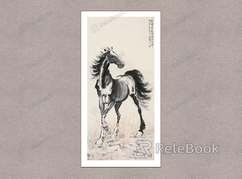 New Chinese Animal Painting Xu Beihong Running Horse model