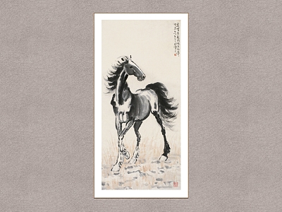 New Chinese Animal Painting Xu Beihong Running Horse model