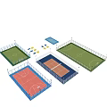Multiple Sports Courts Setup Including Football Tennis Basketball Areas With Fencing And Seats