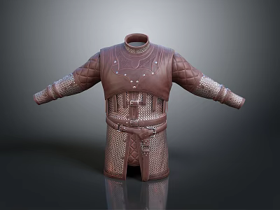 Decorative Medieval Style Leather Armor with Metal Mesh Detail and Brown Belt for Home Decor 3d model