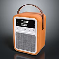 Portable Wooden Audio Speaker With Leather Handle Digital Time Display FM Radio And Control Buttons