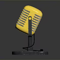 Golden Vintage Microphone With Sturdy Black Base For Everyday Household Use