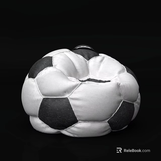 Comfortable Soccer Ball Shaped Bean Bag Chair With Black And White Design 3d model 