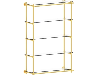Modern Gold Frame Glass Shelving Unit With Multi Tier Storage Display Design 3d model