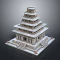Ancient Stone Temple Structure With Multiple Tiered Platforms And Stone Steps