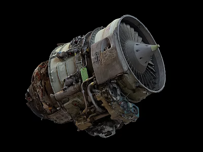 Detailed View Of Industrial Aircraft Engine With Mechanical Components And Metal Structure 3d model