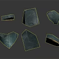 Textured Natural Wood And Stone Decorative Pieces Featuring Irregular Shapes And Golden Details