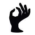Contemporary Black Hand Sculpture With Abstract Fingers And Decorative Stand