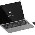 Apple Silver MacBook Laptop With Black Screen And Wireless Mouse 3d model