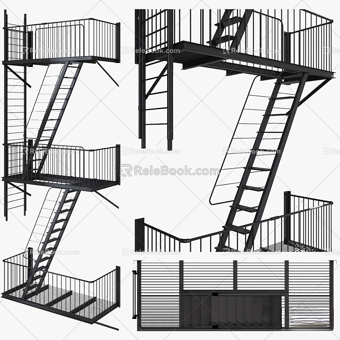 Stairs Roof Ladder Roof Ladder Safety System Safety 3d model