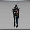 Mechanical Robot Character With Blue Black Armor And Orange Accent Limbs 3d model