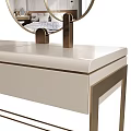Modern Dressing Table With Sleek Design Round Mirror Metal Frame And Drawer Storage 3d model