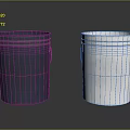 Two Dark Blue And White Metal Buckets With Handles And Smooth Surface