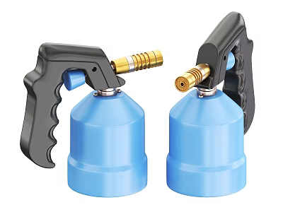 Industrial Equipment Blue Canister Spray Tools With Black Handles And Gold Nozzles 3d model