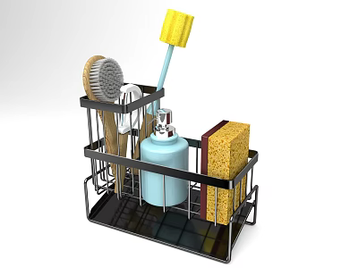 Kitchen Utensils Organizer Storage Rack With Brush Sponge And Soap Dispenser 3d model