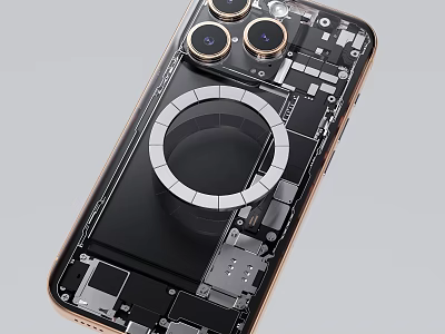 Smartphone Internal Structure Design With Triple Camera Module Ring And Circuit Board Elements 3d model