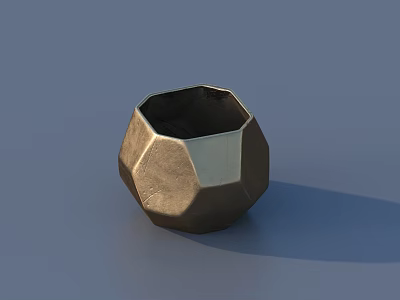 Octagonal Bronze Metal Decorative Ornament Set With Geometric Texture For Modern Home Decor 3d model