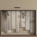 Modern Curtains With Bamboo Pattern For Modern Interior Panel Design 3d model