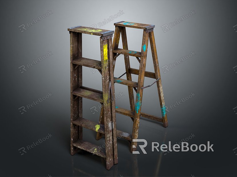 Ladder Folding Ladder Wood Ladder Herringbone Ladder Engineering Ladder Tool Ladder Woodworking Ladder Realistic model