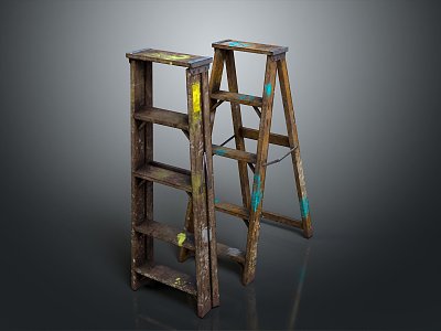 Ladder Folding Ladder Wood Ladder Herringbone Ladder Engineering Ladder Tool Ladder Woodworking Ladder Realistic model