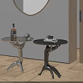 Modern Silver And Black Side Tables With Branch Like Base Round Top And Decorative Accents