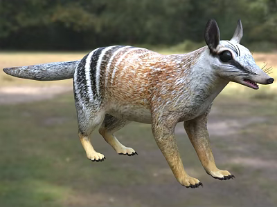 Striped Reptile With Brown Gray Scales Long Tail In Natural Grassland Area 3d model