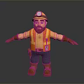 Bearded Man Wearing Orange Safety Vest Hard Hat With Headlamp Tool Belt Arms Outstretched