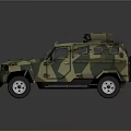 Armored Military Off Road Vehicle With Camouflage Paint And Roof Mounted Equipment