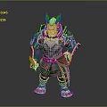 Game Movie Character Orc Warrior With Horns And Metallic Armor Design