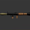 Military Rocket Launcher With Black Body Wooden Components And Yellow Warhead Stand