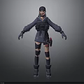 Tactical Woman In Dark Colored Outfit With Hat Gloves Boots And Waist Gear