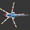 Colorful Helicopter With Blue Red White Body Rotors On Black Background With Reflection
