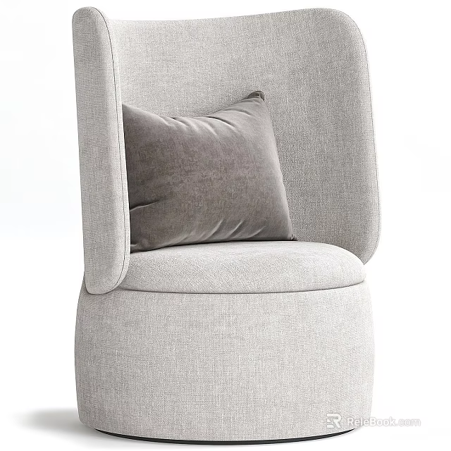 Modern Light Gray Single Sofa With Soft Fabric And Decorative Pillow 3d model 