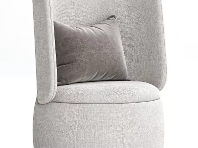 Modern Light Gray Single Sofa With Soft Fabric And Decorative Pillow 3d model