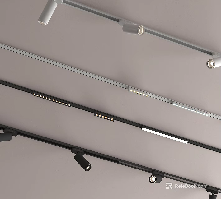 Adjustable Modern Track Mounted Downlights and Spotlights for Ceiling Indoor Lighting 3d model 