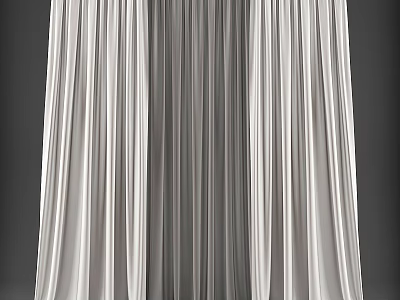 Elegant White Curtains With Soft Flowy Fabric And Vertical Pleated Design 3d model