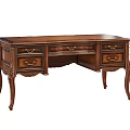 Elegant Classic Wooden Desk With Intricate Carved Details Drawers And Ornate Curved Legs