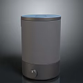 Modern Gray Cylindrical Speaker Featuring Fabric Mesh Surface And Bottom Control Knob 3d model