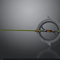 Modern Metallic Device With Green Rod Circular Ring And Base Reflection