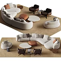 Modern Modular Sofa And Coffee Table Set With Neutral Tones And Round Design 3d model