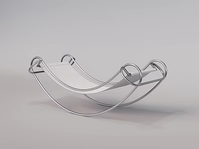 Modern Leisure Chair With Curved Metal Frame And Light Fabric Seat Design 3d model